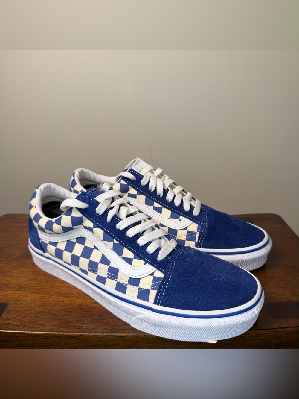 Vans Old Skool Blue Checkerboard Suede Men’s 8.5 Women’s 10 Excellent
